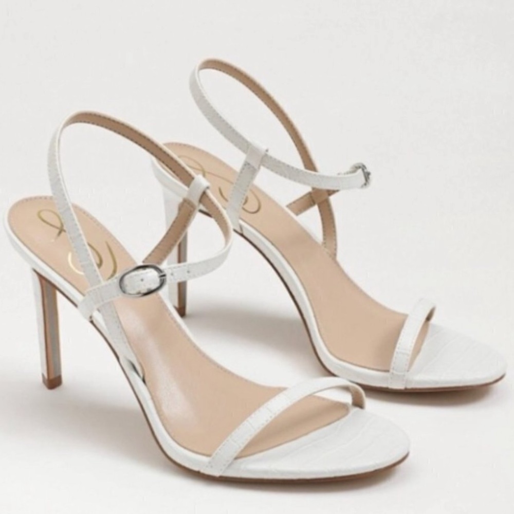 Sam Edelman White Croc Doran Strappy Heeled Sandal - Size 9.5